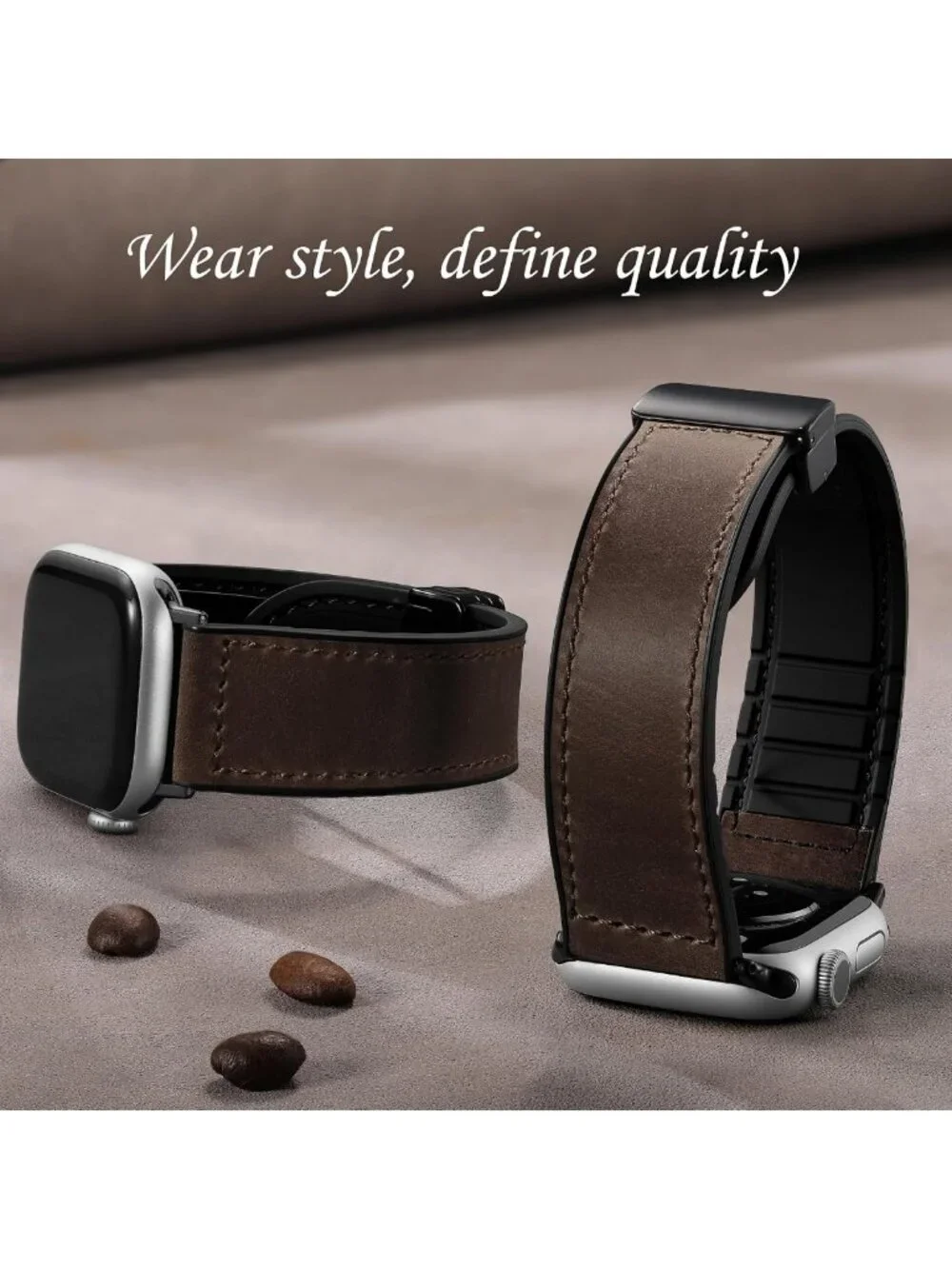 Genuine Leather Magnetic Bands for Apple Watch 38mm-49mm, Unisex iWatch Straps